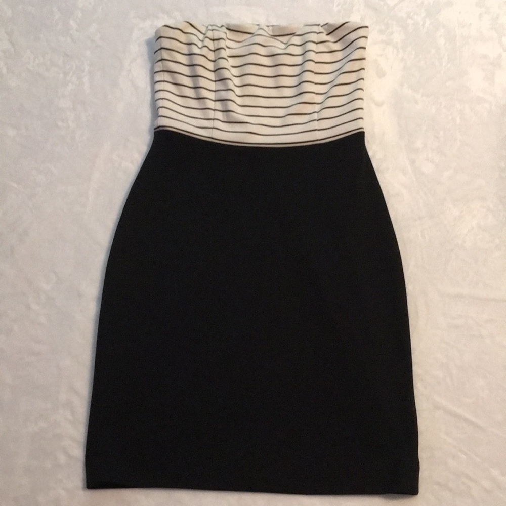 The Limited White and Black strapless fitted dress size small
